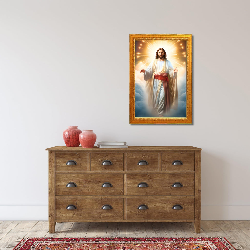 CRAFT QUEST Lord Jesus Christ Blessing Wall Artwork Wood Photo Frame Wall Hanging Gift Item