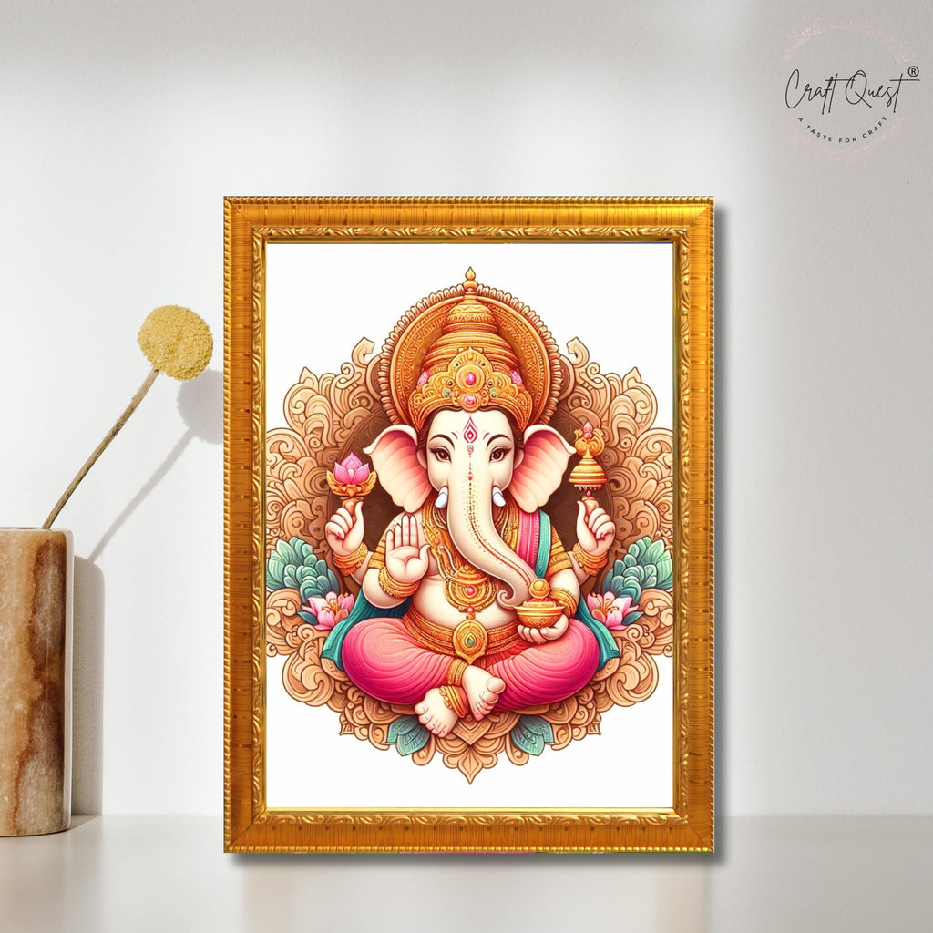 CRAFT QUEST Lord Ganesha Ganesh Ganpati Ganapathi Hanging Wall Painting Framed Home Décor