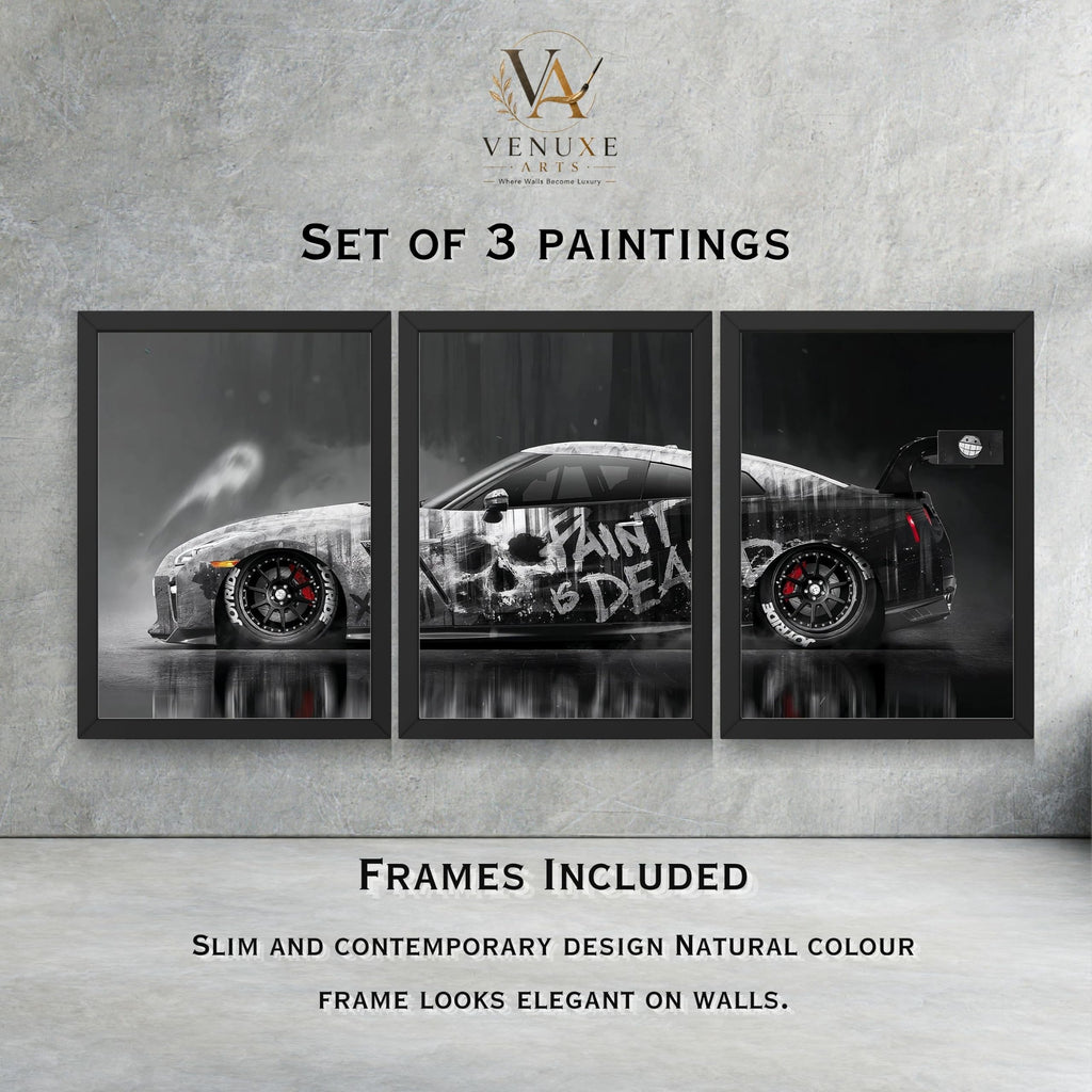 VENUXE ARTS Set Of 3 Big Sports Cars Framed Posters Gift Items for Boys Room Wall Decoration Bedroom Living Room Office Studio Décor | Car Poster Frame for Wall Décor
