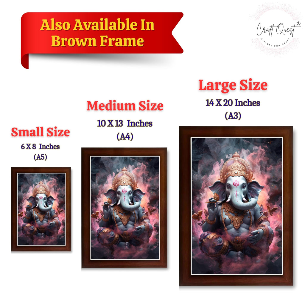 CRAFT QUEST God Ganesh Ganpati ji Hanging Wall Painting Framed For Home Décor