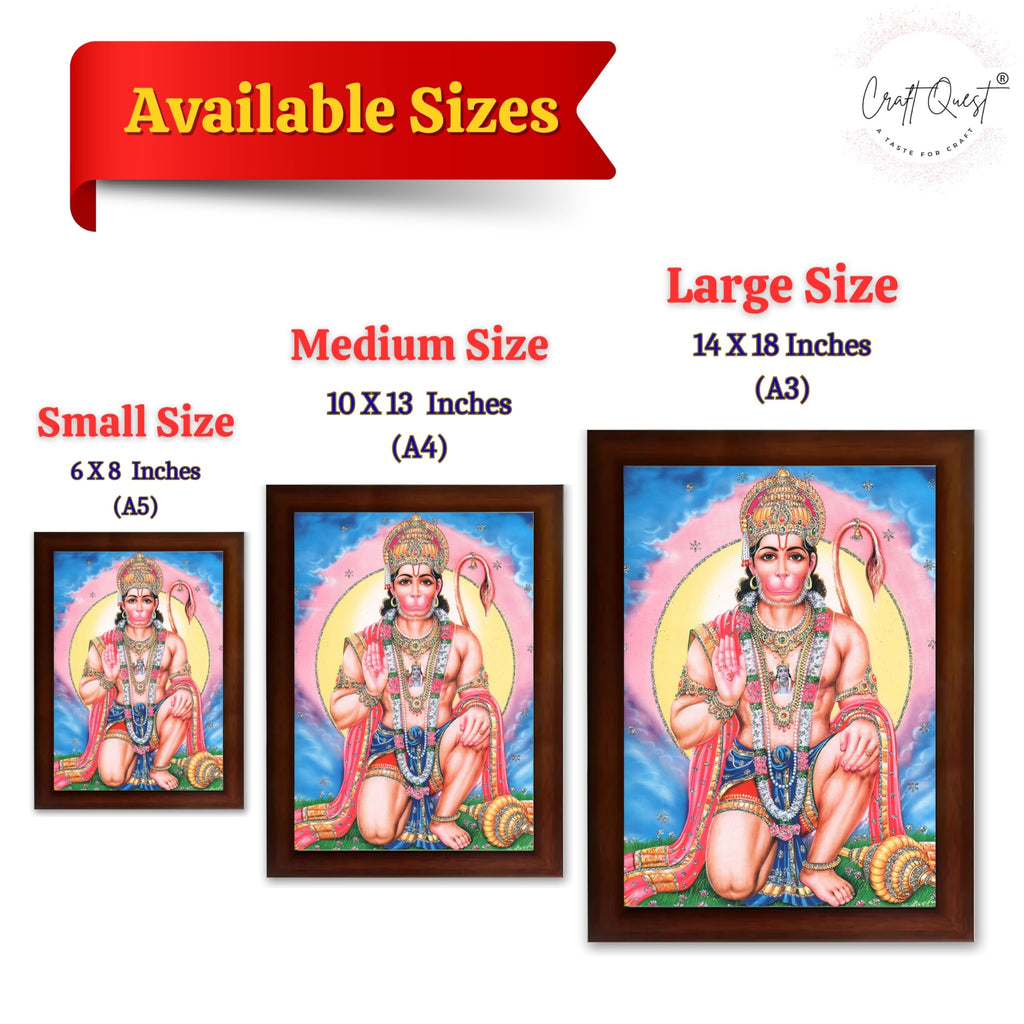 CRAFT QUEST Hanuman JI | Bajrangbali Religious Photo frame Decorative Item Synthetic frame