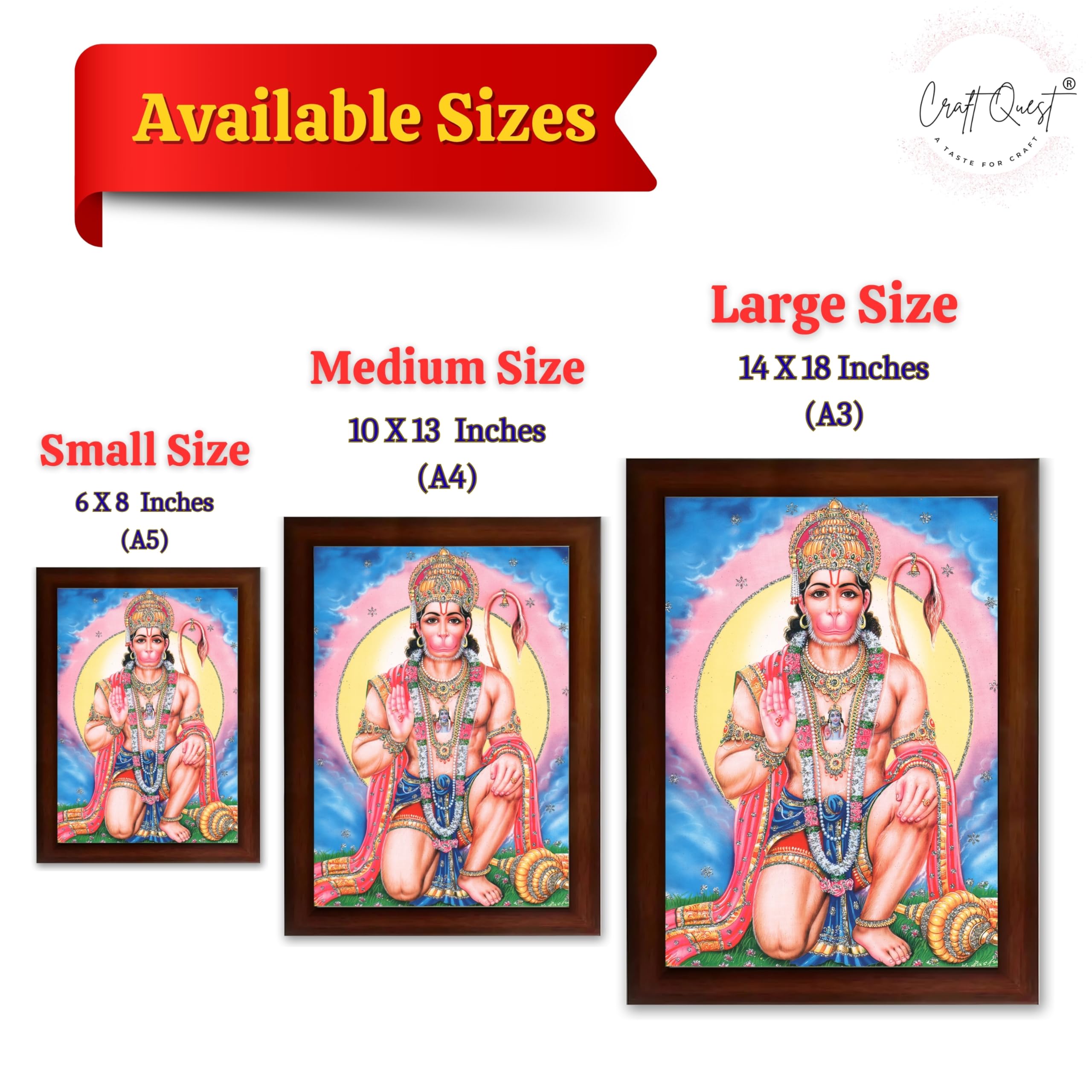 CRAFT QUEST Hanuman JI | Bajrangbali Religious Photo frame Decorative Item Synthetic frame