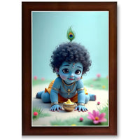 CRAFT QUEST Bal Gopal Painting | Krishna Photo Frames for Walls, Home, Bedroom, Living Room and Home Decor