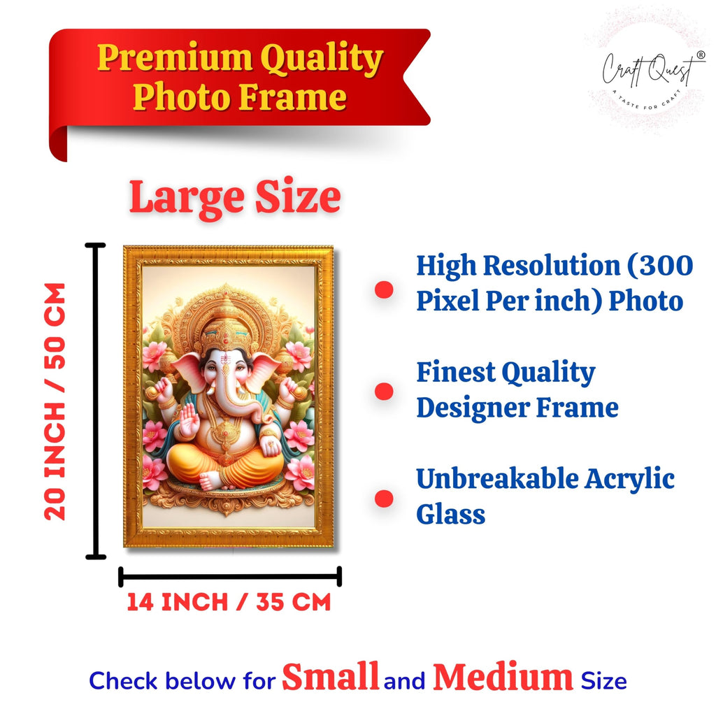 CRAFT QUEST Lord Ganesha Ganpati ji Abstract Modern Wall Painting With Frame For Home and Pooja,Office Décor Items