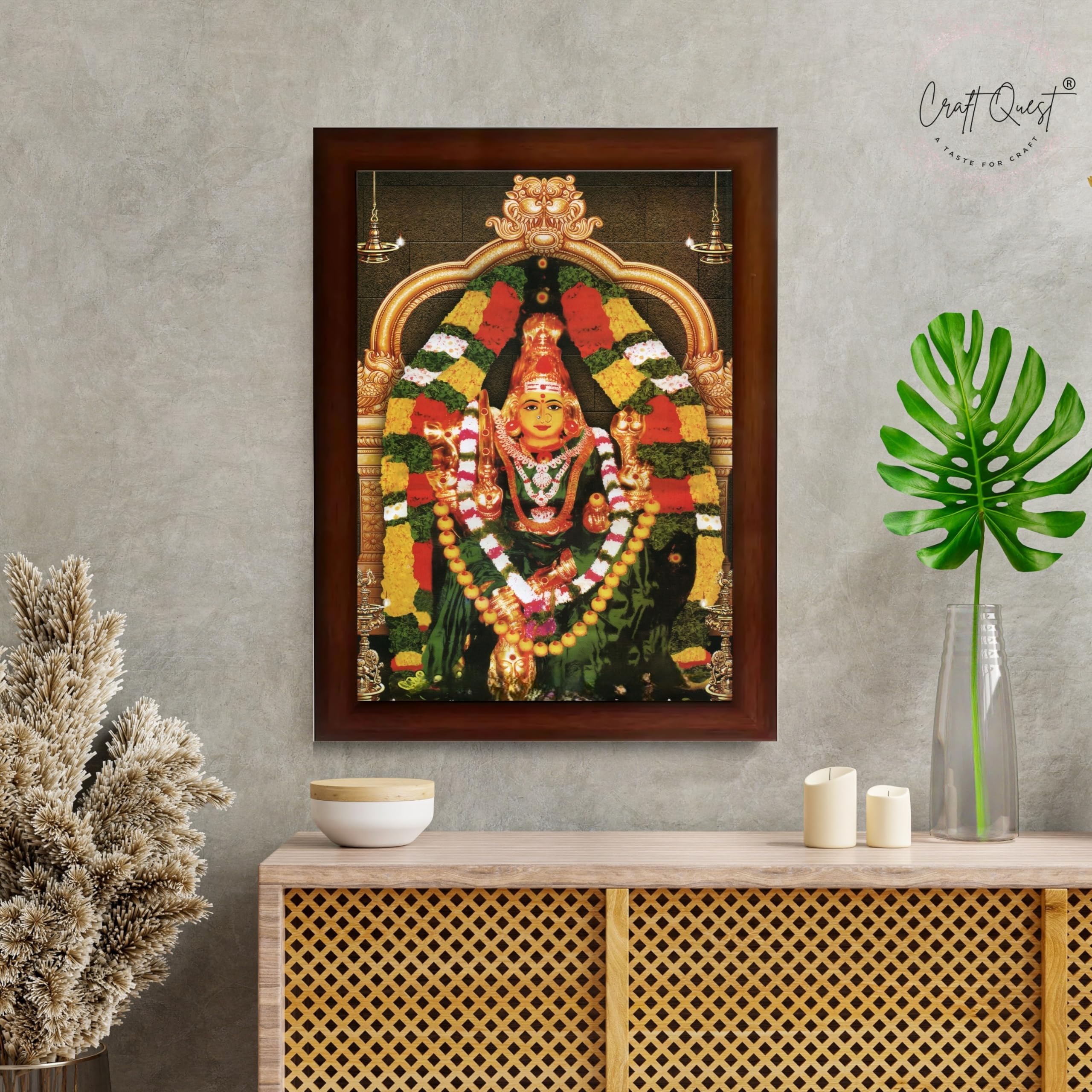 CRAFT QUEST Vijayawada Kanaka Durga Devi Durgamma Wall Photo Framed | South God Frame for Home, Office, Temple & Gifting