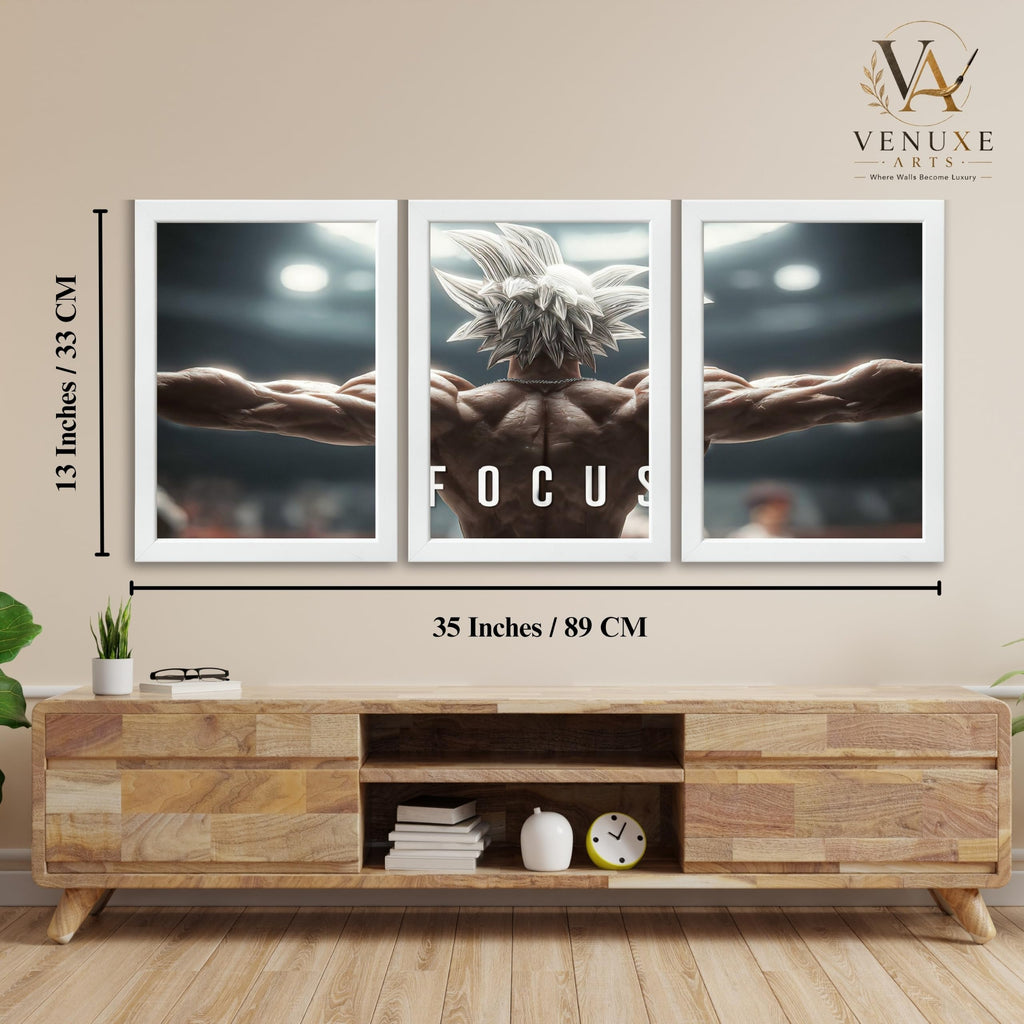 VENUXE ARTS Set Of 3 Anime Characters Wall Framed |Anime Characters Framed Poster for Living Room Bedroom Gaming Room Studio Wall Decor