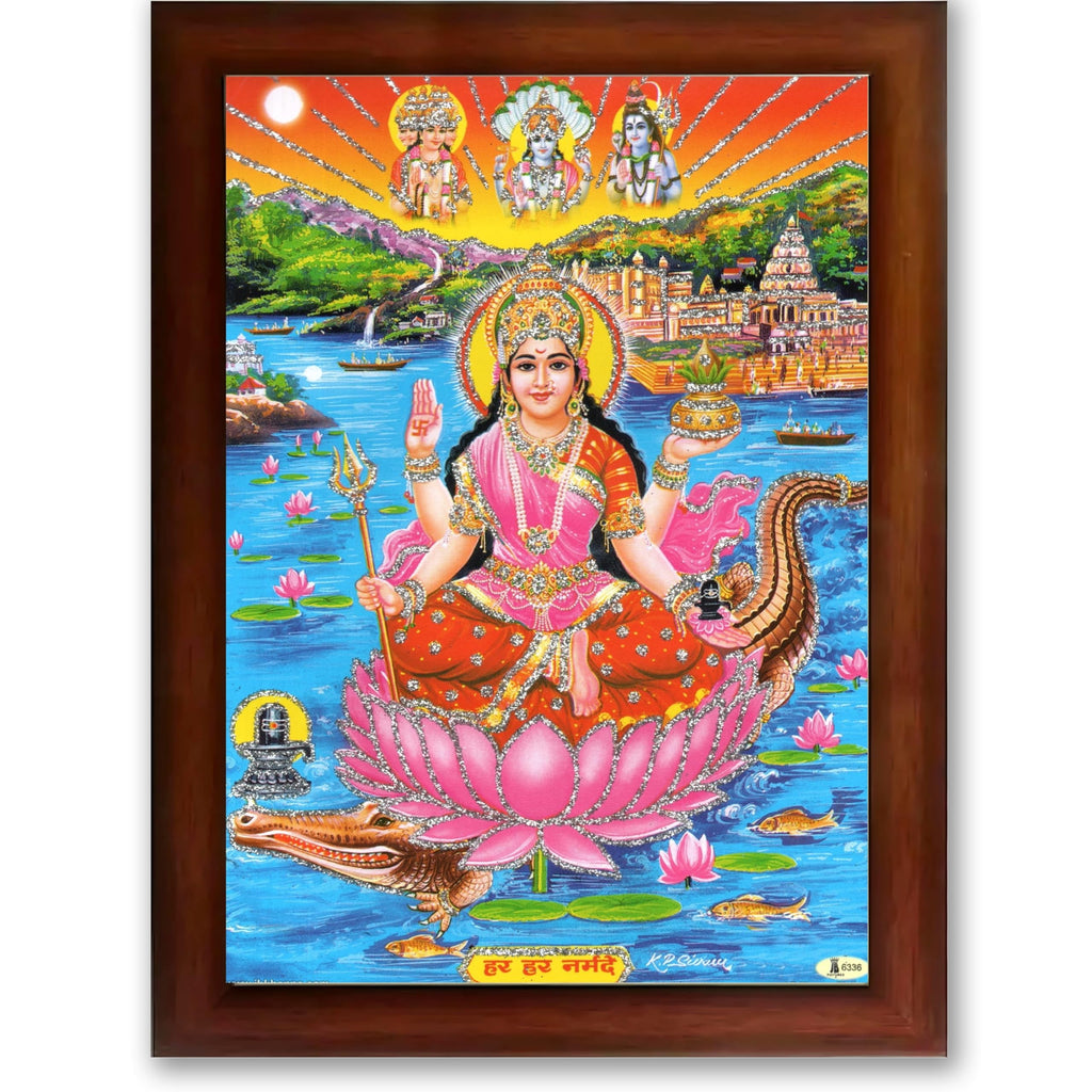 CRAFT QUEST Mata Narmada Maa Narmada Photo frame | Acrylic, Lightweight | Hindu God Spiritual Framed | Ideal for Home, Office, Temple & Puja Room, Wall Decor
