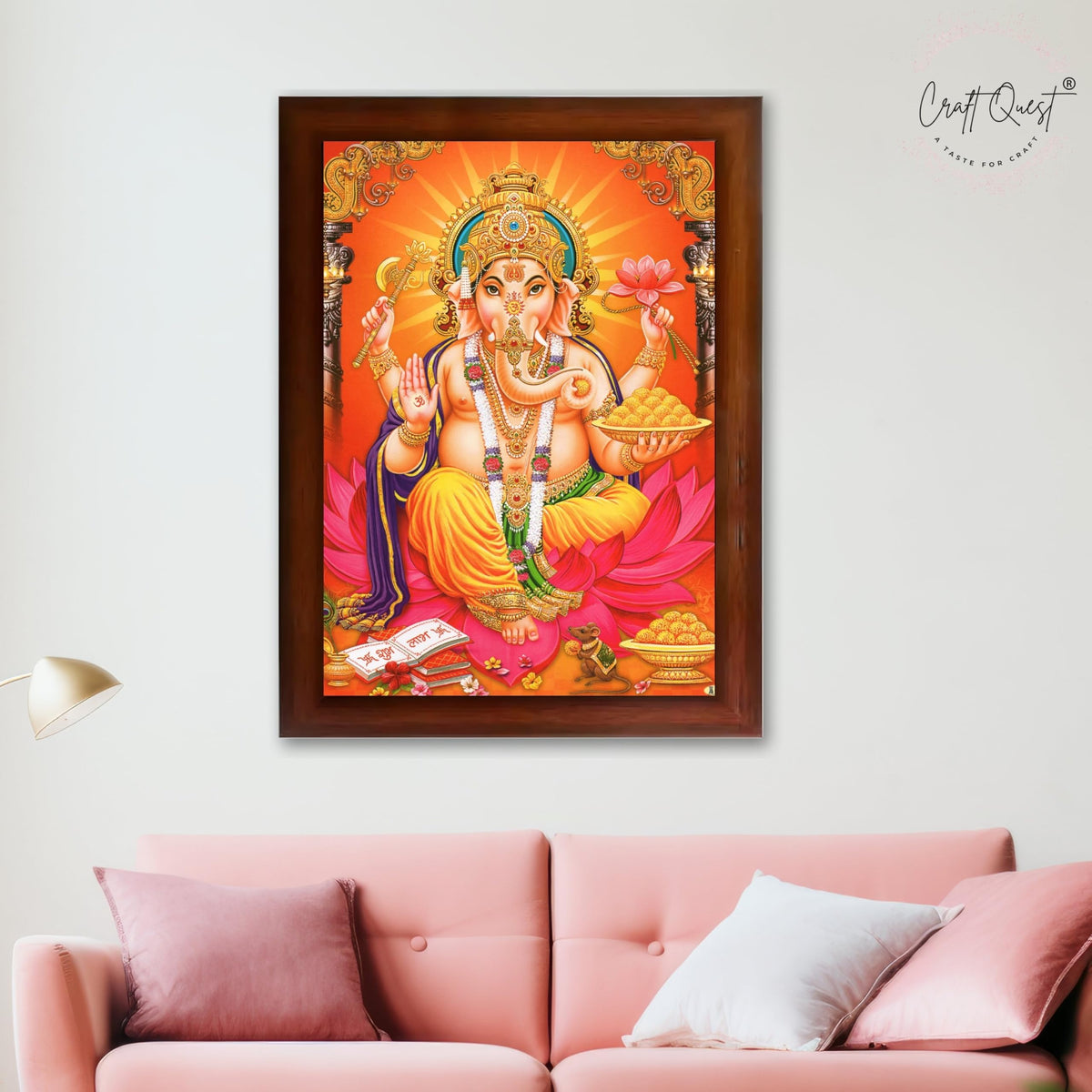CRAFT QUEST Lord Ganpati Modern Wall Art Painting With Frame, Home and Office Decor Item