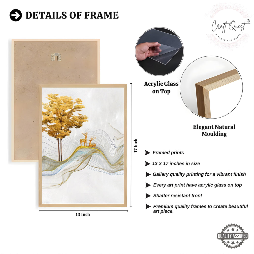 CRAFT QUEST Modern Art Landscapes Sanlian Adornment Wall Art | Set of 3 Frames for Home Decoration | Ideal for Living Room, Bedroom & Offices