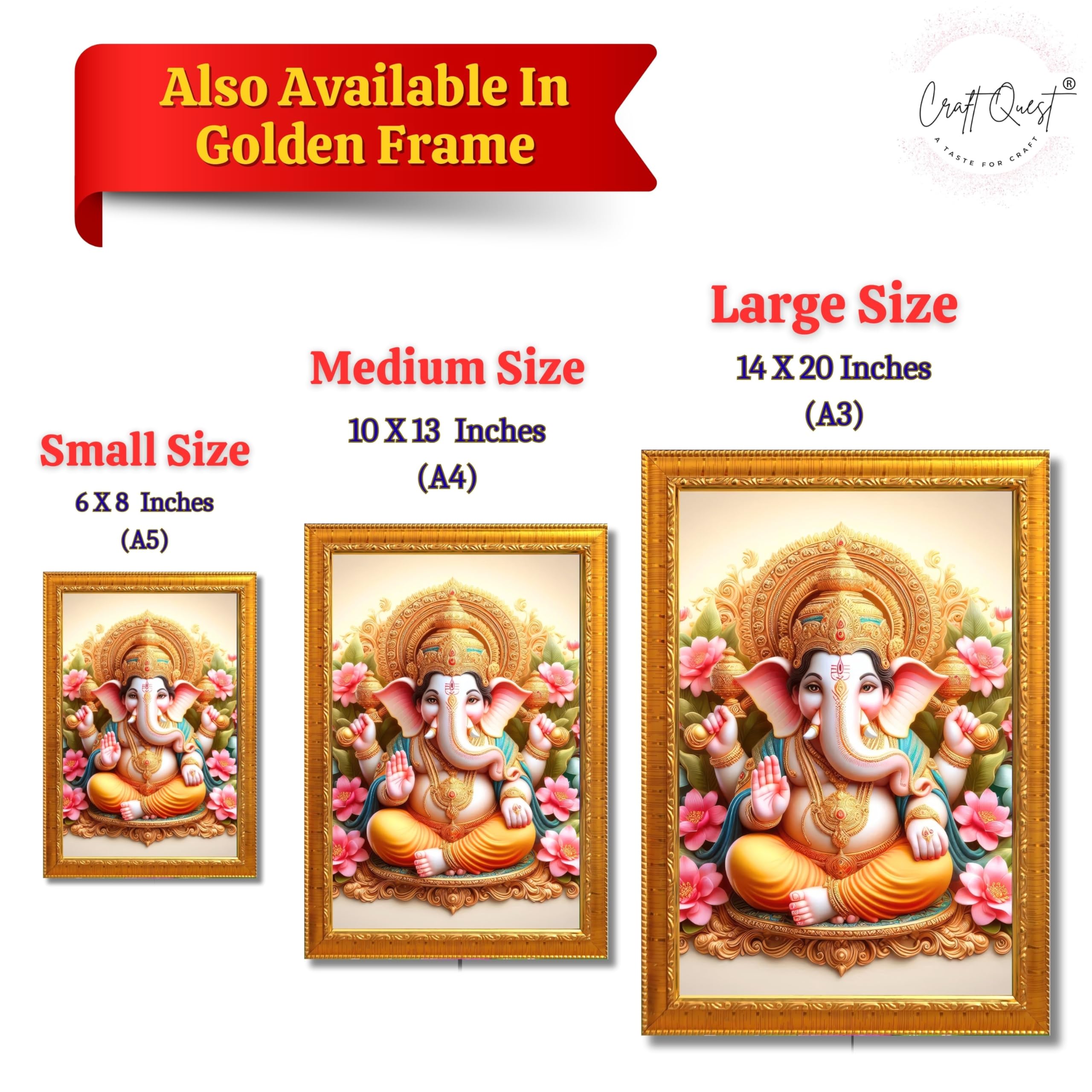 CRAFT QUEST Lord Ganesha Ganpati ji Abstract Modern Wall Painting With Frame For Home and Pooja,Office Décor Items