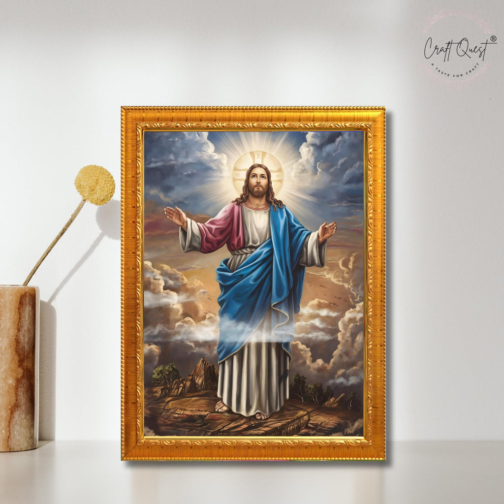 CRAFT QUEST Jesus Christ Photo with Frame, Jesus Painting, Christian Wall Frames Home and Décor