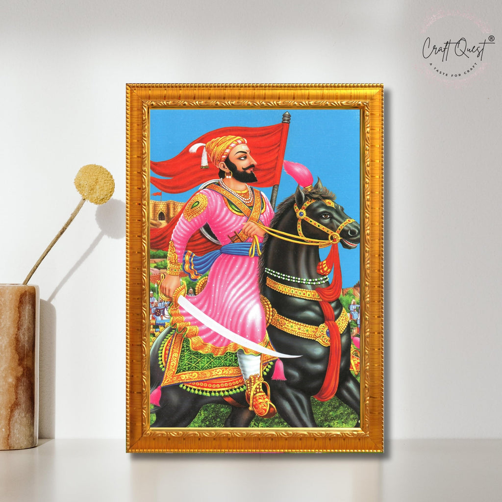 CRAFT QUEST Chattrapati Shivaji Maharaj Wall Painting With Acrylic Sheet | For Living, Pooja Room | Home Decoration Item | Best Gifting Option