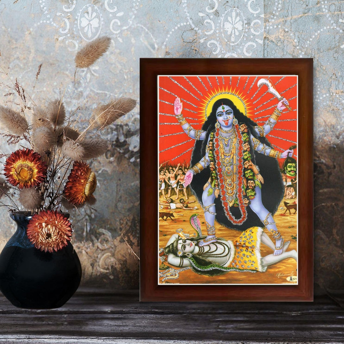 CRAFT QUEST Kali Mata photo with frame, God Religious Framed With Acrylic Glass