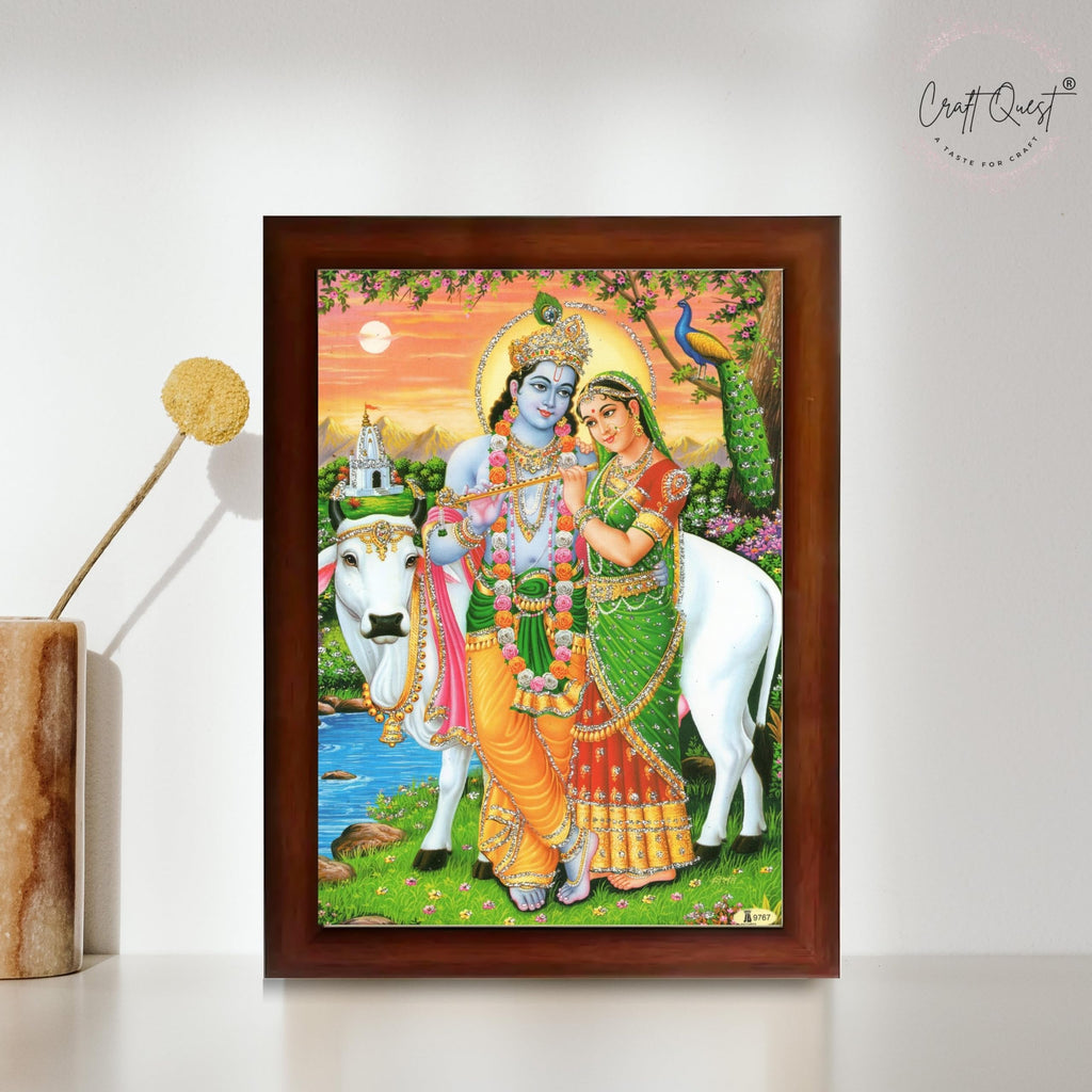 CRAFT QUEST Radha Krishna Photo Frame Radhe Radhakrishna Wall Painting Framed Home Décor
