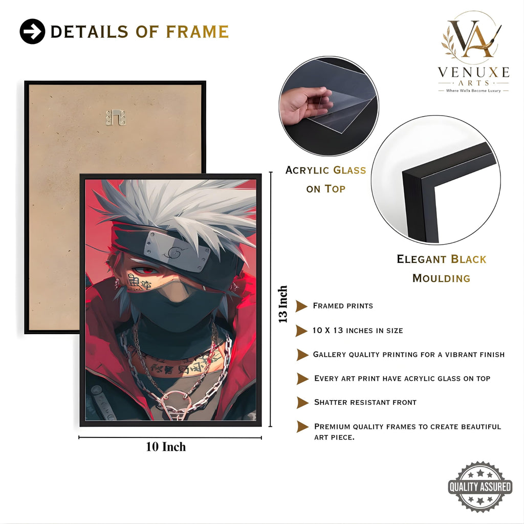 VENUXE ARTS Set Of 3 Anime Characters Wall Framed |Anime Characters Framed Poster for Living Room Bedroom Gaming Room Studio Wall Decor