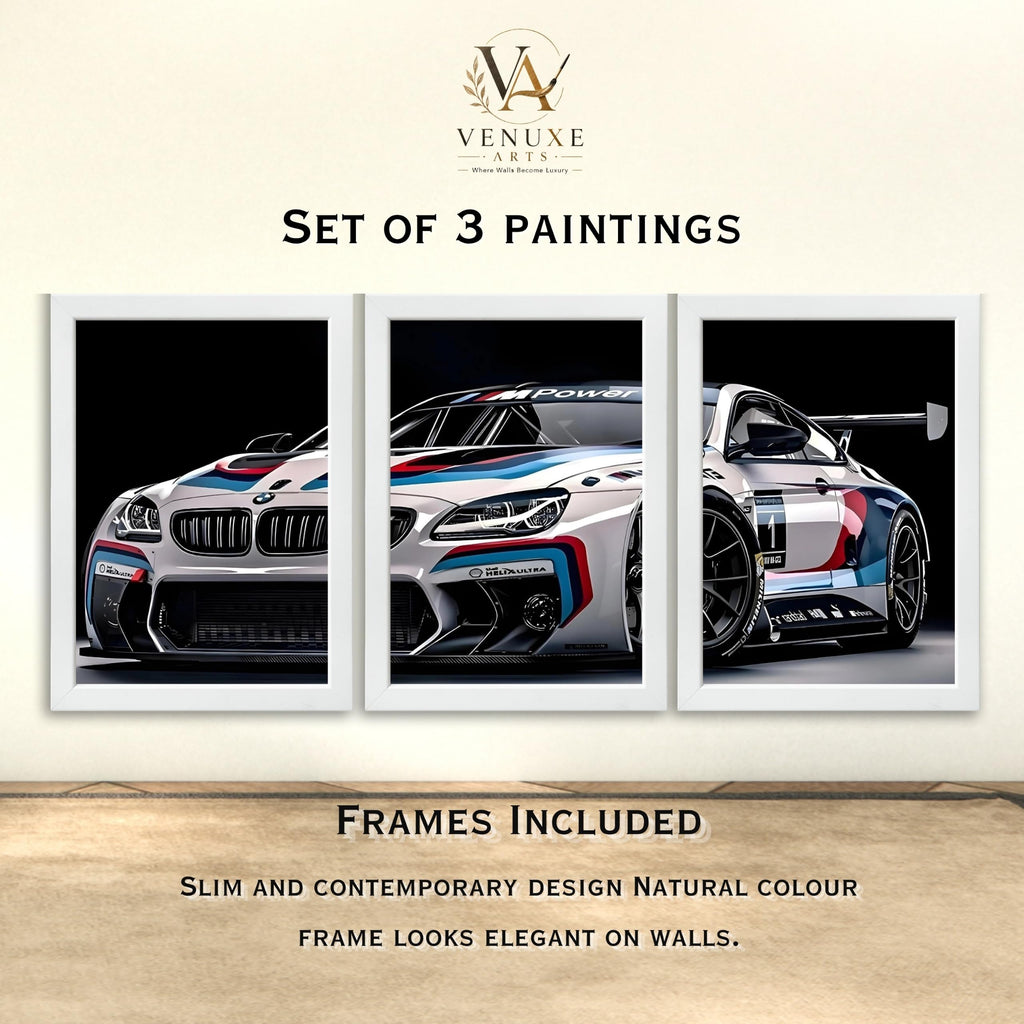 VENUXE ARTS Set Of 3 Big Sports Cars Framed Posters Gift Items for Boys Room Wall Decoration Bedroom Living Room Office Studio Décor | Car Poster Frame for Wall Décor