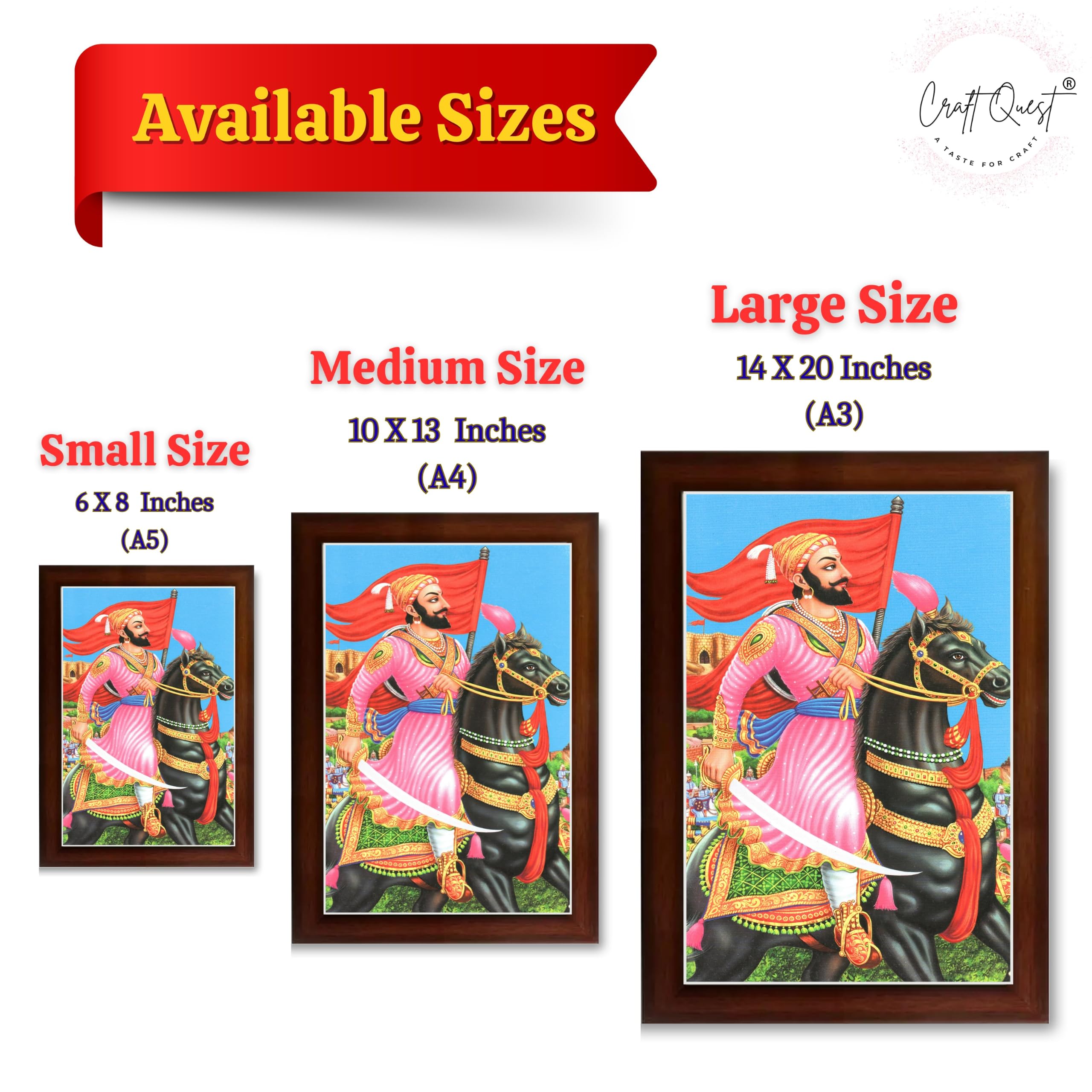 CRAFT QUEST Chattrapati Shivaji Maharaj Wall Painting With Acrylic Sheet | For Living, Pooja Room | Home Decoration Item | Best Gifting Option