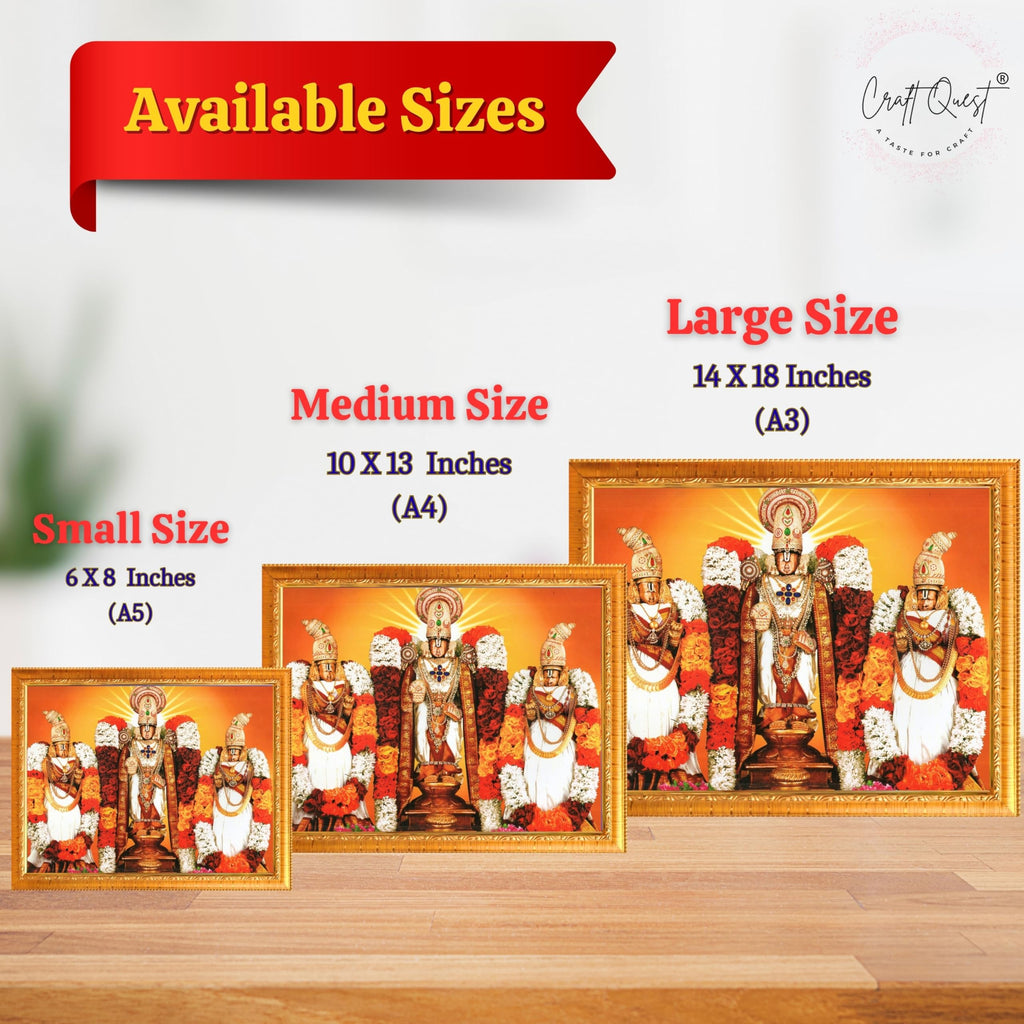 CRAFT QUEST Balaji Lakshmi Padmavati Venkateshwara Swamy Wall Photo Frame For Home, Temple, Pooja, Wall Décor Item