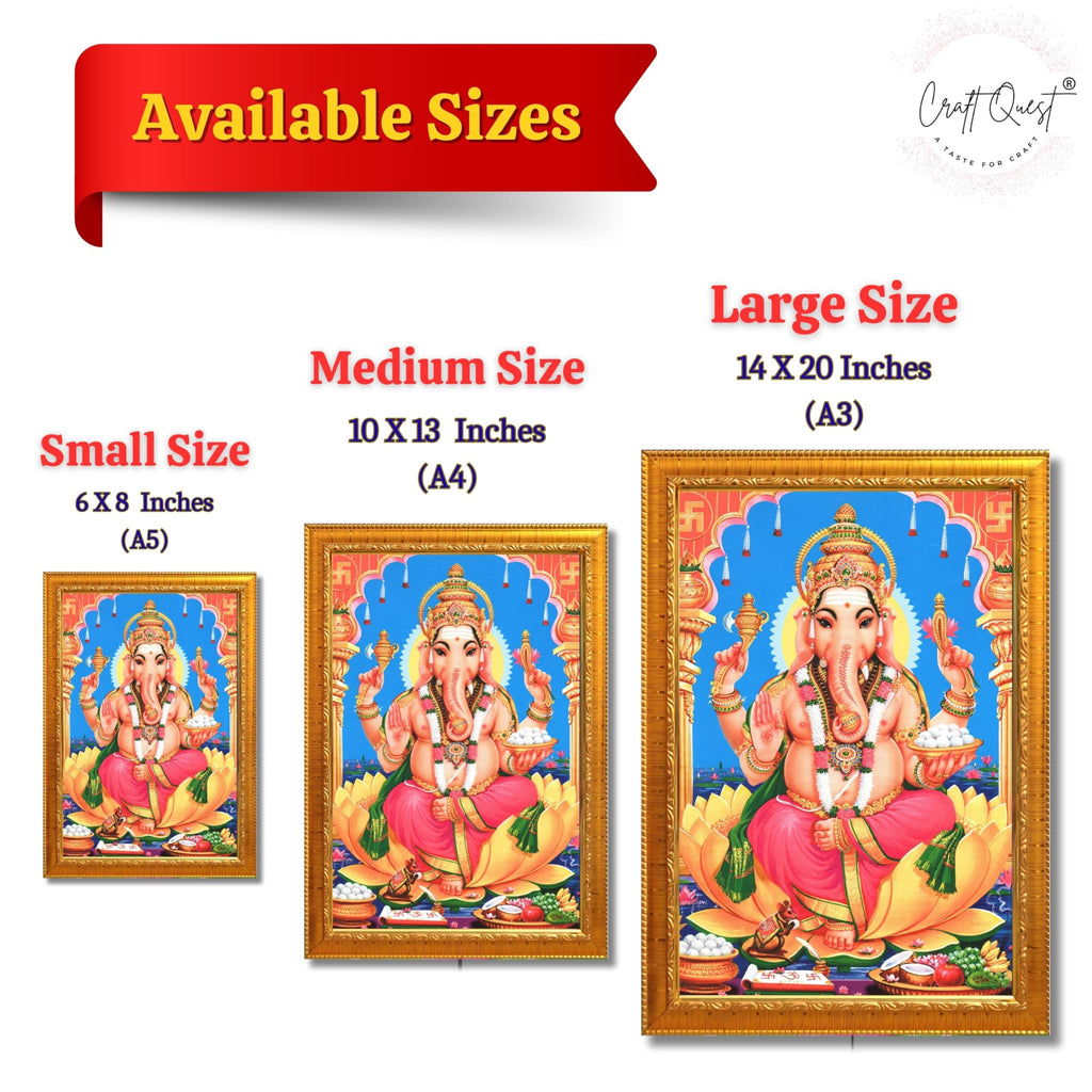 CRAFT QUEST Lord Ganpati Ganesha Wall Hanging Frame for Living Room, Bedroom, Office & Pooja Room Décor GA-212