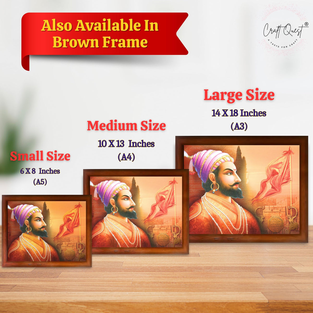 CRAFT QUEST Shri Chhatrapati Shivaji Maharaj Wall Photo Frame | Lightweight | Home Decoration Item | Best Gifting Option