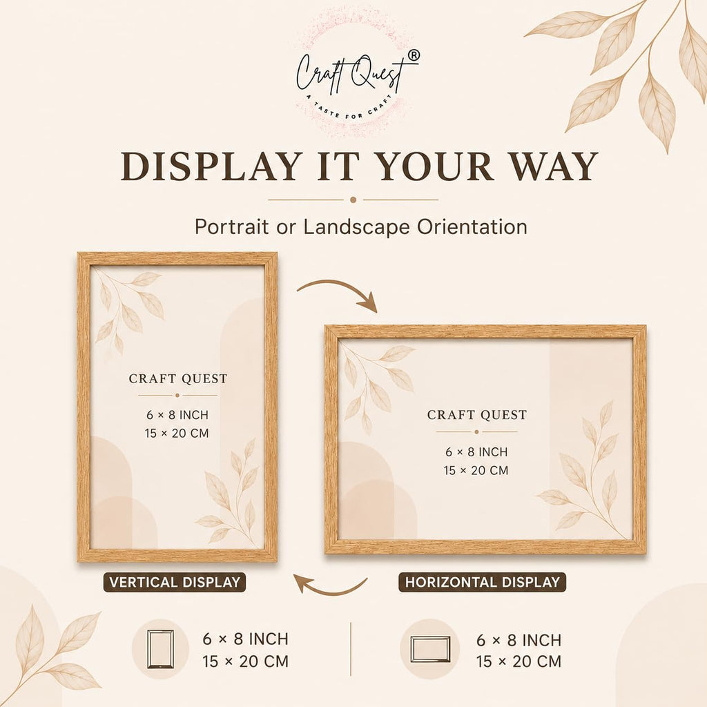 CRAFT QUEST 4X6 Inch Size synthetic Wall Mount Photo frames Single For Home Decoration, Living Room, Office Decoration (Natural, Set of 1)