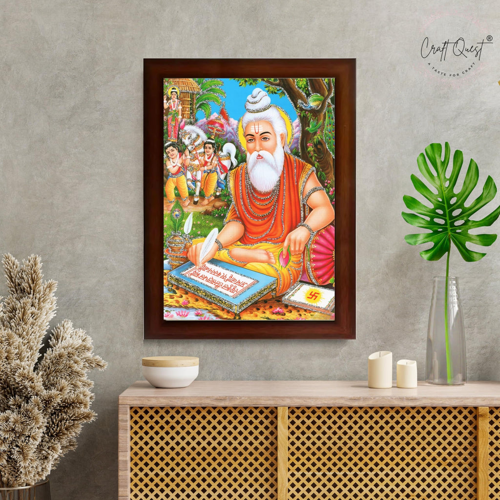 CRAFT QUEST Maharishi Valmiki Photo frame | Acrylic, Lightweight | Hindu God Spiritual Framed | Ideal for Home, Office, Temple & Puja Room, Wall Decor