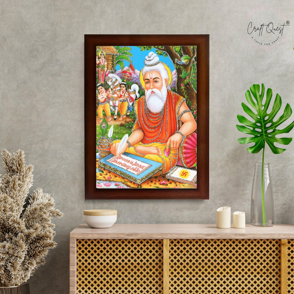 CRAFT QUEST Maharishi Valmiki Photo frame | Acrylic, Lightweight | Hindu God Spiritual Framed | Ideal for Home, Office, Temple & Puja Room, Wall Decor