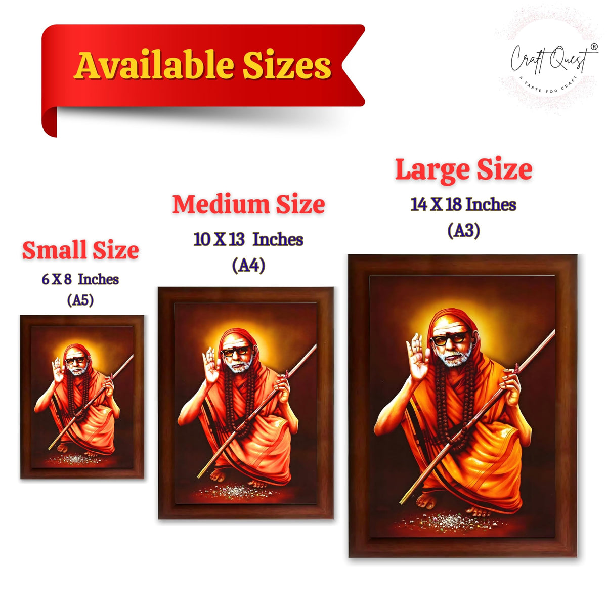 CRAFT QUEST Kanchi Maha Periyava Periyavar Periyar Kanji Wall Painting Framed|Home Décor