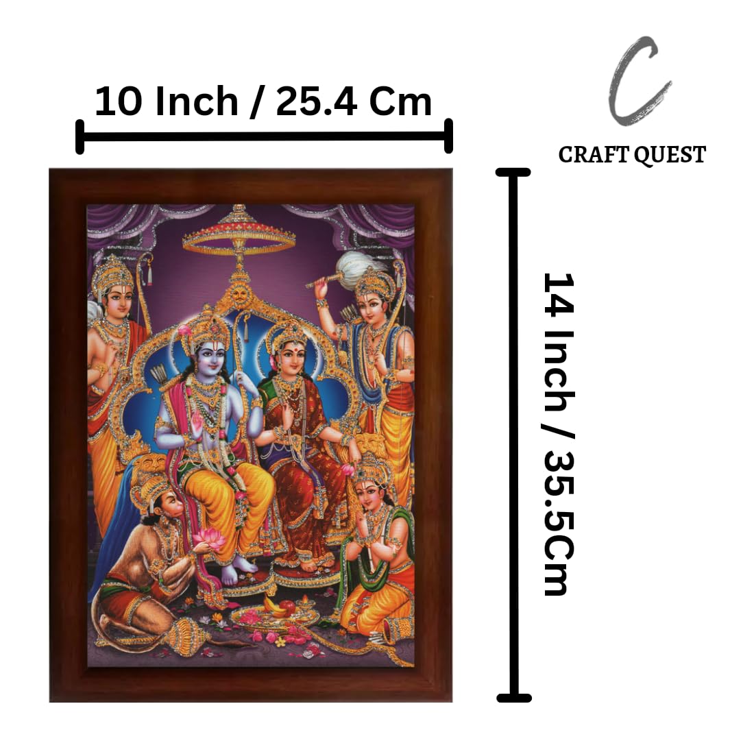 Craft Quest Ram Darbar Sparkle Coated Framed Home Decorative Gift Item Painting (14 inch x 10 inch) (Multicolour,Religious)
