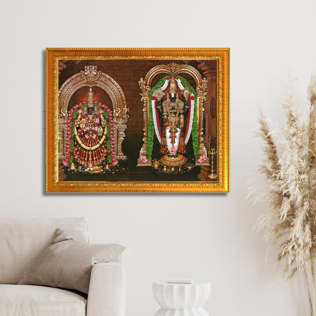 CRAFT QUEST Tirupati Balaji Padmavati Venkateshwara Swamy Wall Photo Frame | South God Frame for Home, Office, Temple & Gifting