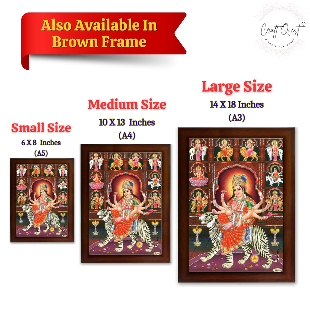 CRAFT QUEST Durga Mata Goddess Navadurga Navdurga Wall Painting Framed Home Décor