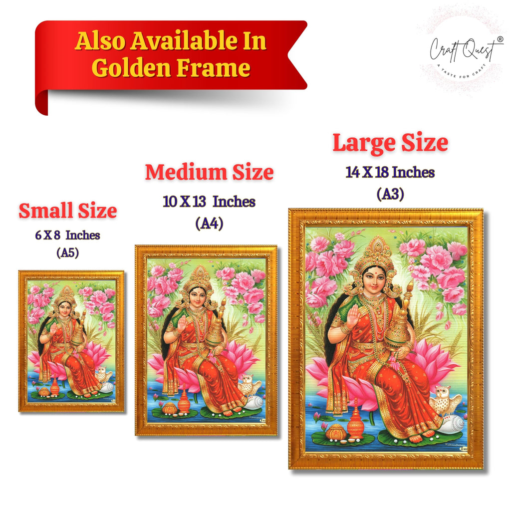 CRAFT QUEST Goddess Lakshmi Devi Dhana Vaibhav Laxmi Maa Wall Painting Framed Home Decor
