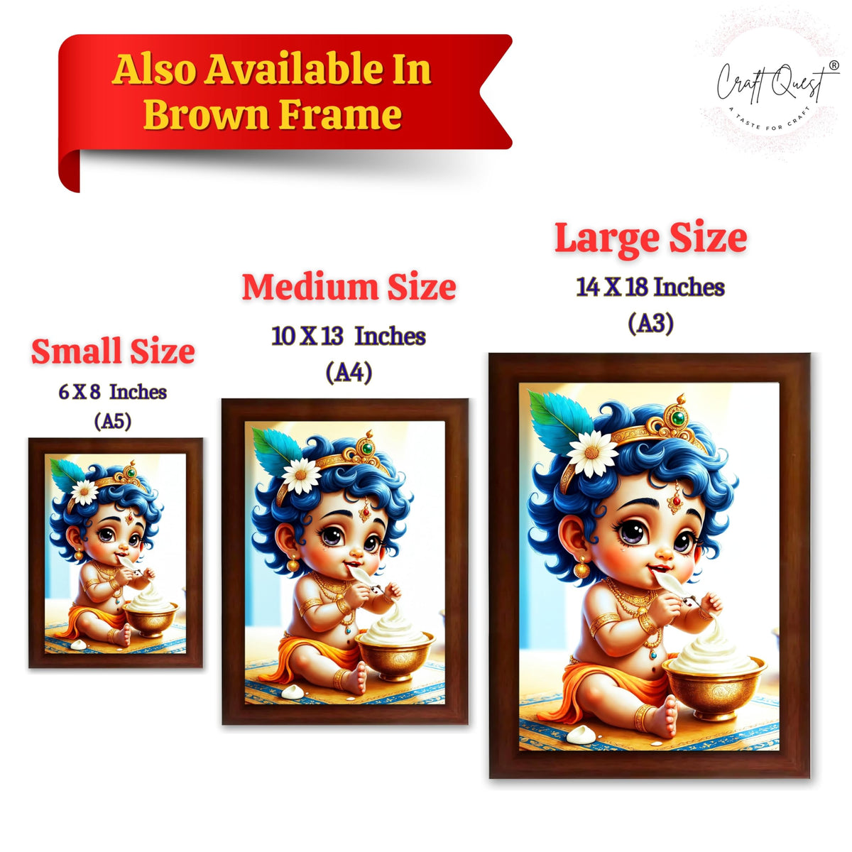 CRAFT QUEST Bal Gopal Painting Kanha Ji Poster | Walls Home Bedroom Living Room Decoration Gift.