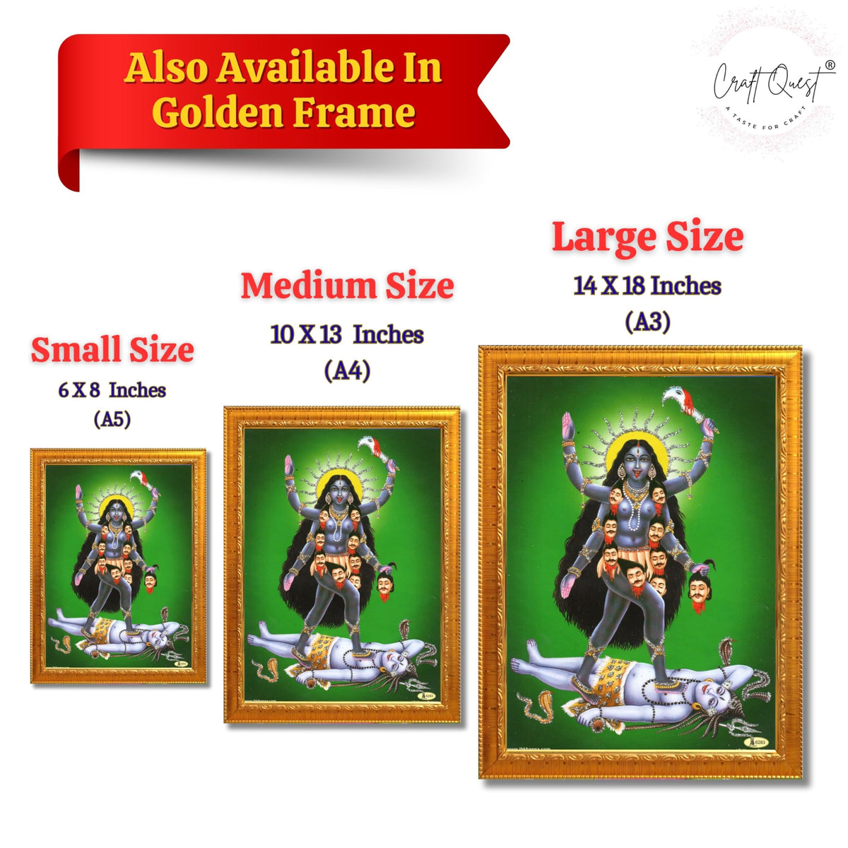CRAFT QUEST Mahakali Kali Mata Ji Shiv Shiva Wall Painting Framed Home Decor