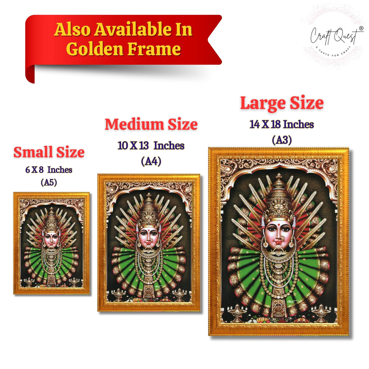 CRAFT QUEST Renuka Devi Yellamma Mata Ellamma Thalli Wall Photo Frame | South God Picture Frame for Home, Office, Temple & Gifting, Decor