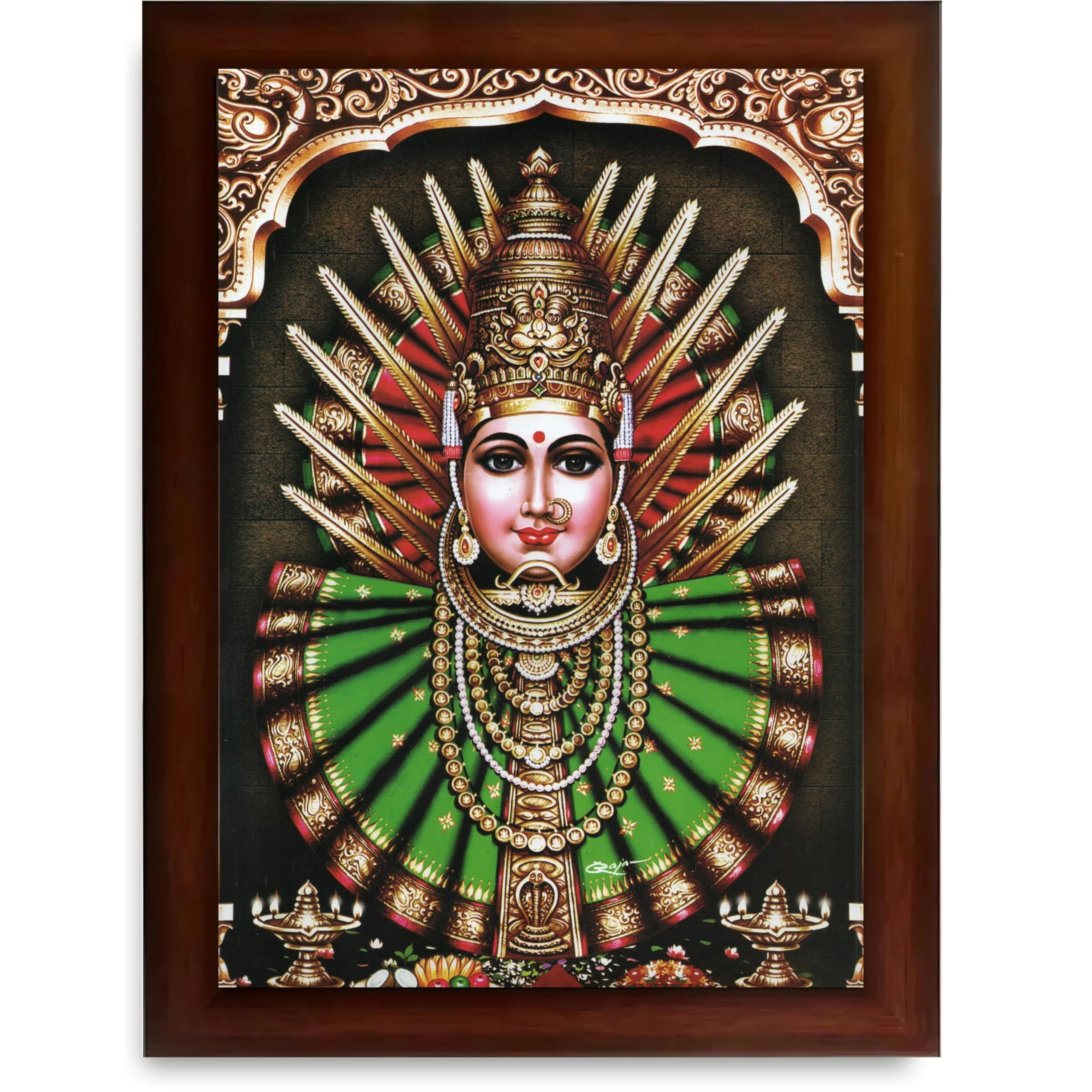 CRAFT QUEST Renuka Devi Yellamma Mata Ellamma Thalli Wall Photo Frame | South God Picture Frame for Home, Office, Temple & Gifting, Decor