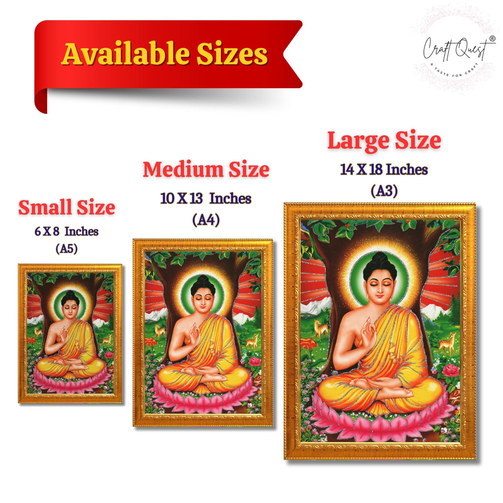 CRAFT QUEST Lord Buddha Photo Frame | Premium HD Spiritual Wall Frame | Peaceful Gautam Buddha Picture for Home Decor, Meditation