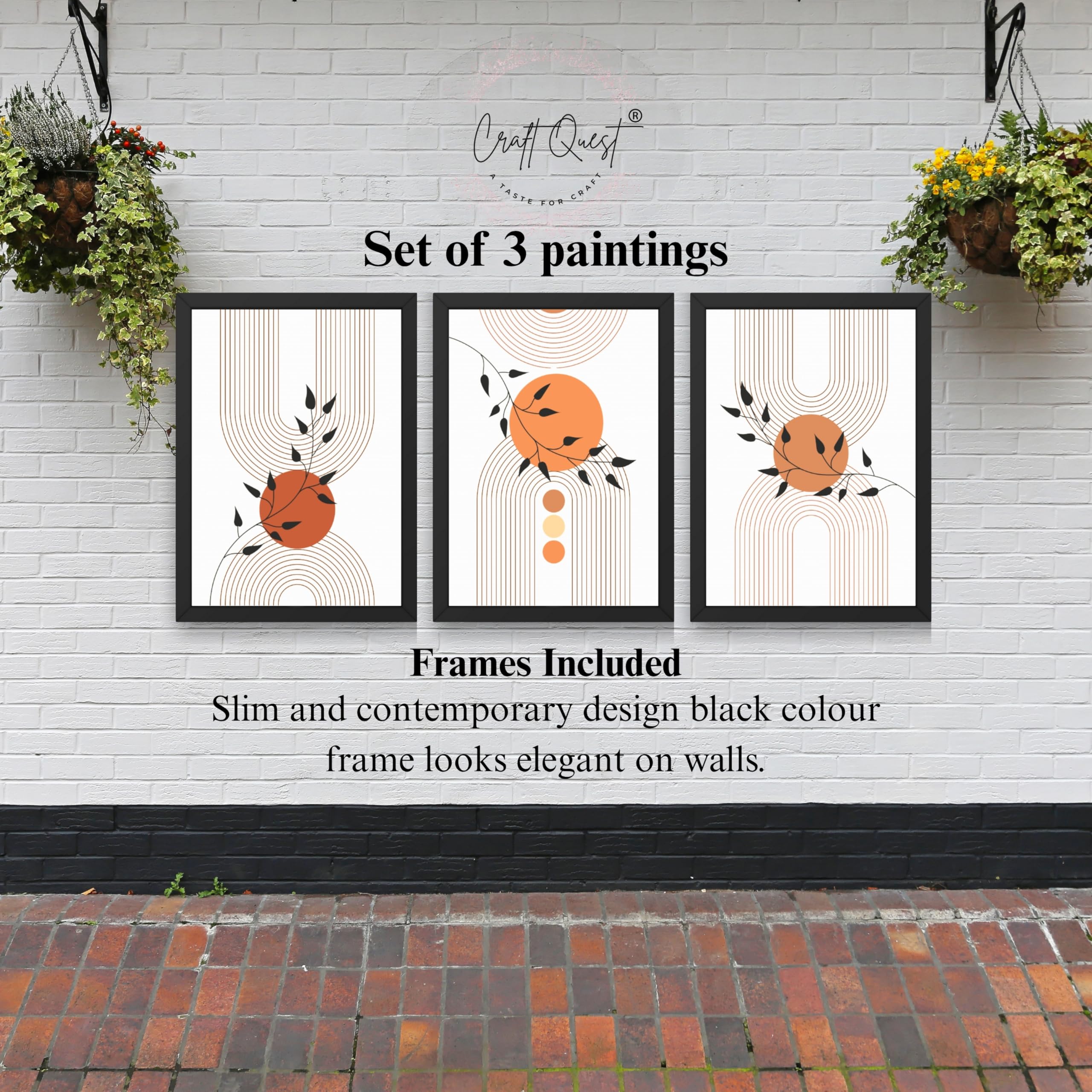 CRAFT QUEST Wall Art Decor Paintings | Set of 3 Abstract Wall Art Frames for Home Decoration | Ideal for Living Room, Bedroom & Office
