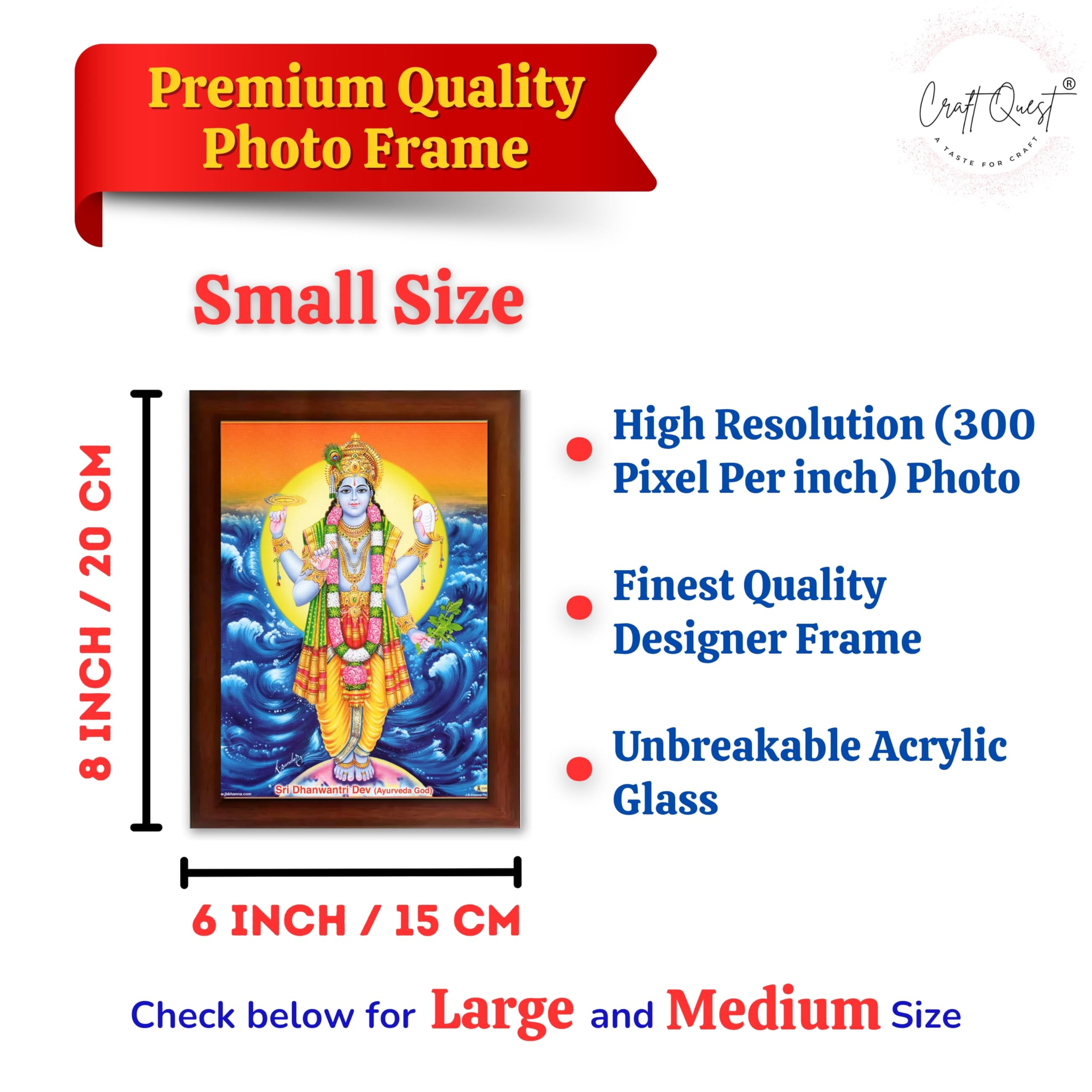 CRAFT QUEST Dhanvantari/Dhanvantri God of Health and Ayurveda Photo Frame