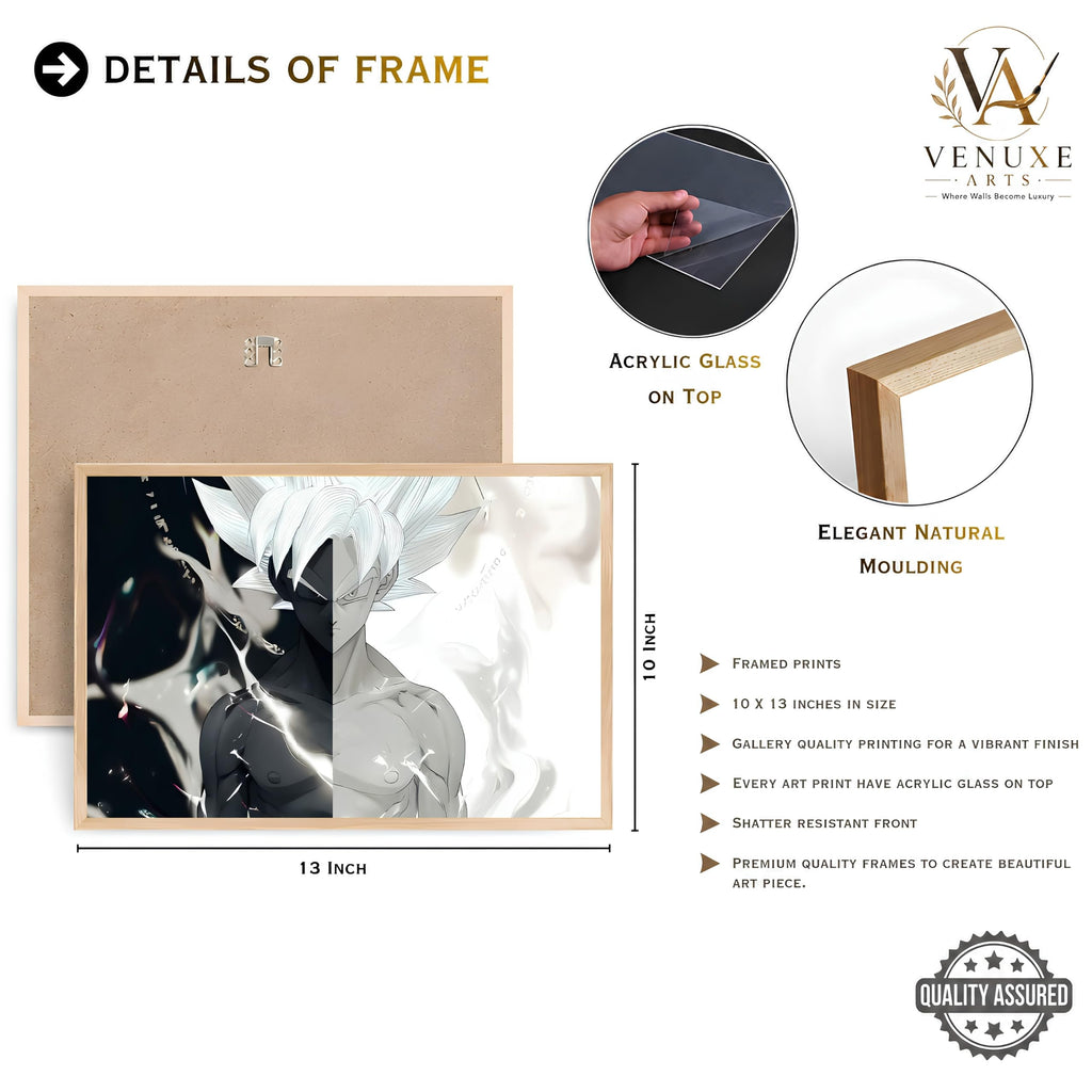 VENUXE ARTS Set Of 3 Anime Characters Wall Framed |Anime Characters Framed Poster for Living Room Bedroom Gaming Room Studio Wall Decor