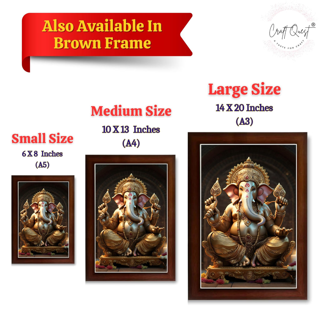 CRAFT QUEST Lord Ganpati Ganapathi Hanging Wall Painting Framed Home Decor GA-258