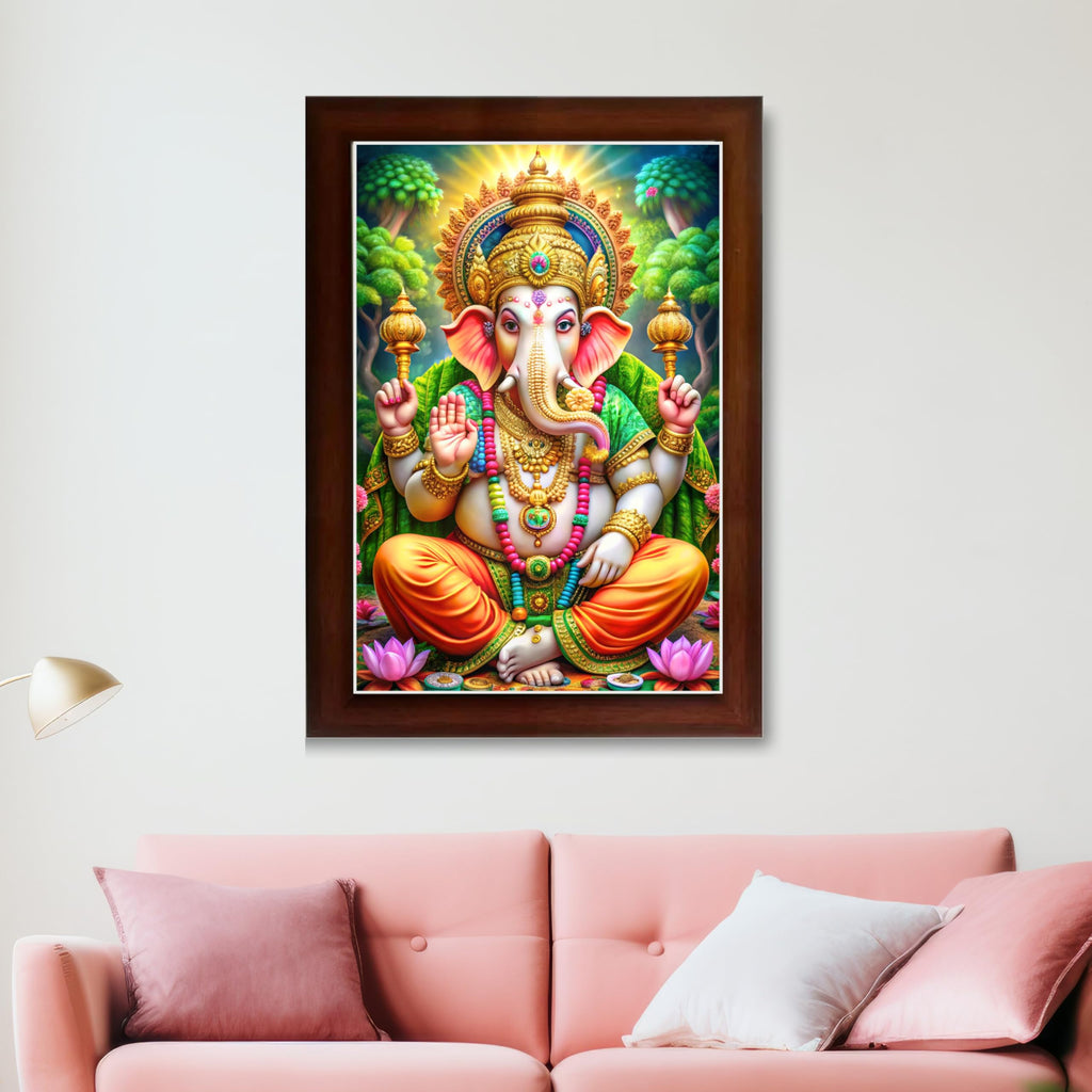 CRAFT QUEST Lord Ganesh Ganpati ji Wall Hanging Frame for Living Room, Pooja Room Décor Items GA-218