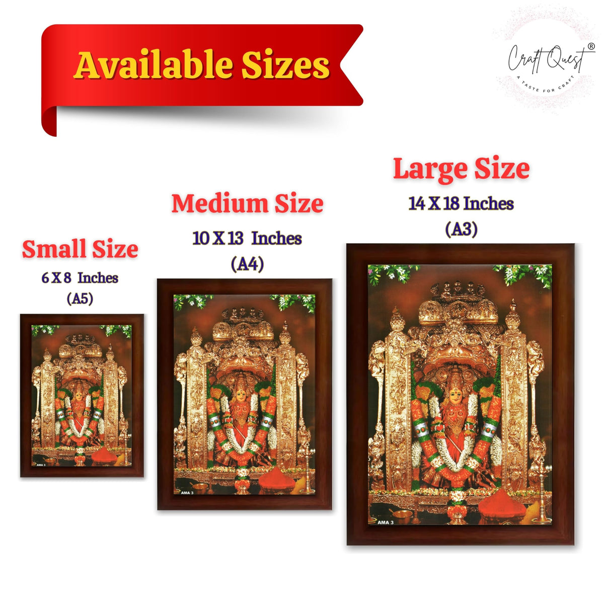 CRAFT QUEST Vijayawada Kanaka Durga Devi Durgamma Wall Photo Frame | South God Frame for Home, Office, Temple & Gifting