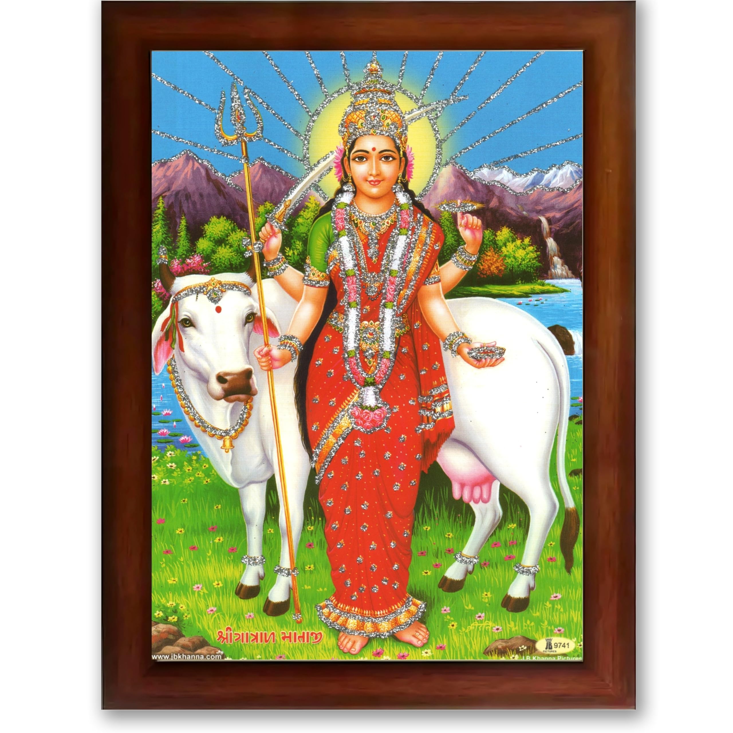 CRAFT QUEST Gatrad Devi Maa Mata Ji Mataji Wall Painting For Home Decor wooden framed