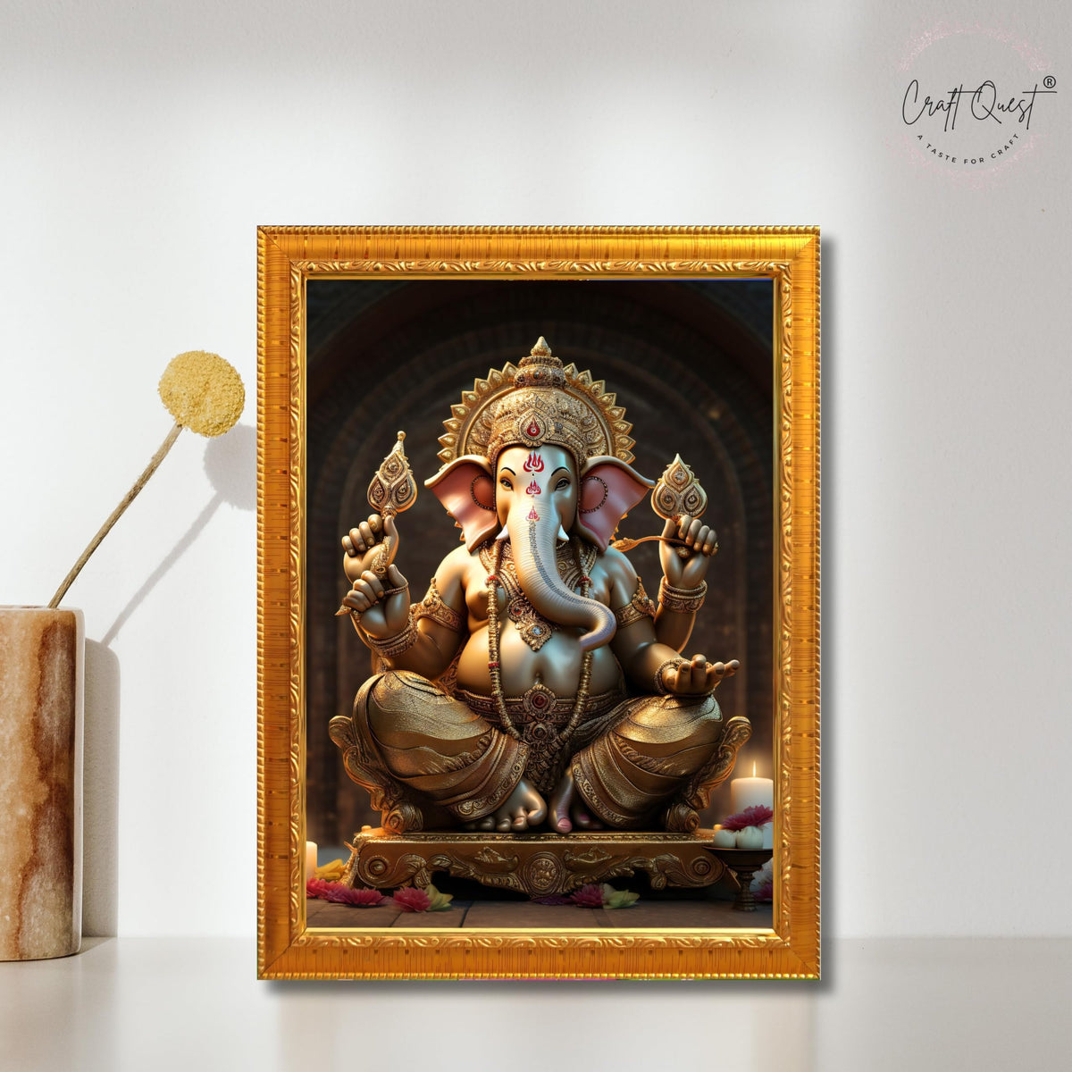 CRAFT QUEST Lord Ganpati Ganapathi Hanging Wall Painting Framed Home Decor GA-258