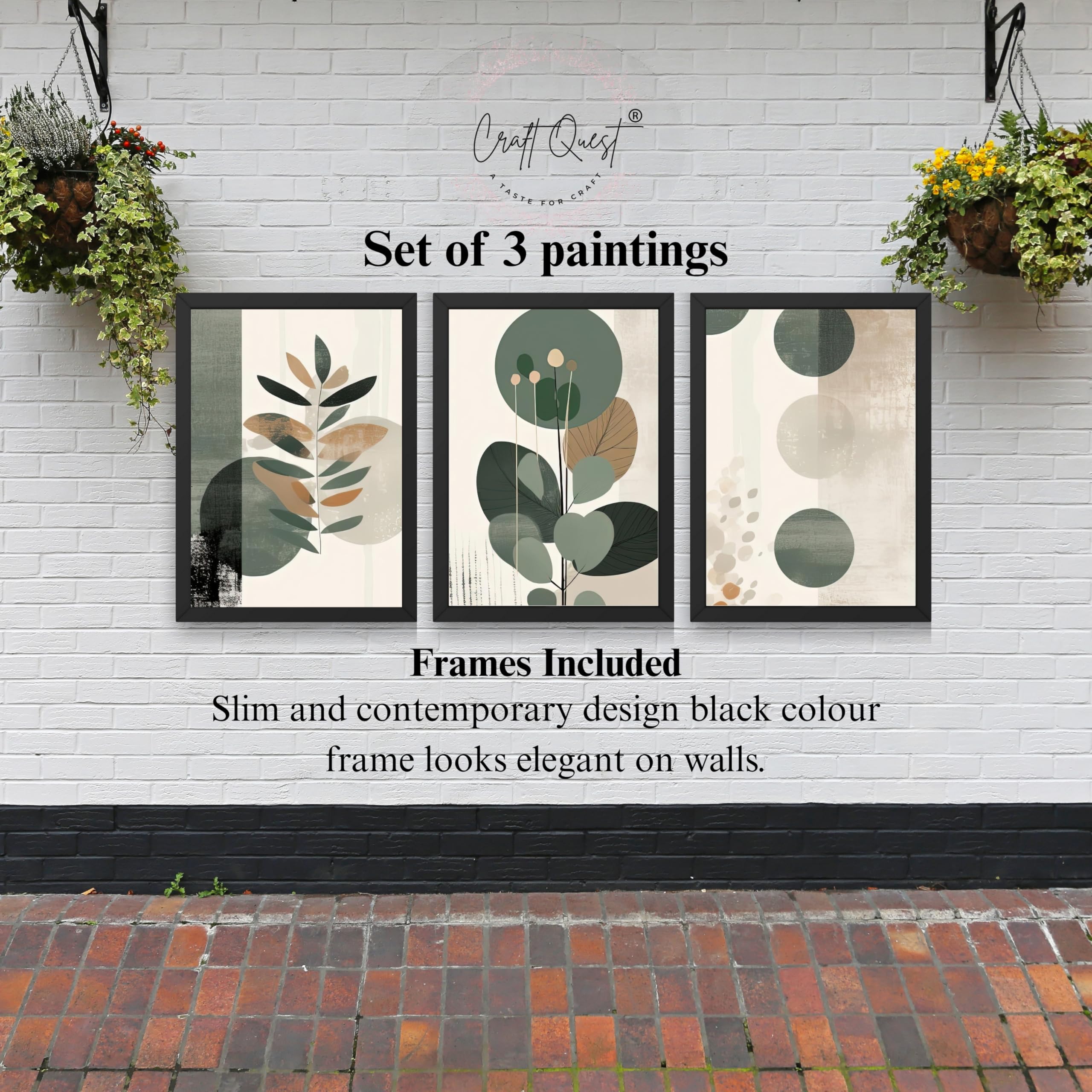 CRAFT QUEST Three Pieces Artwork | Set of 3 Frames for Home Decoration | Ideal for Living Room, Bedroom & Offices
