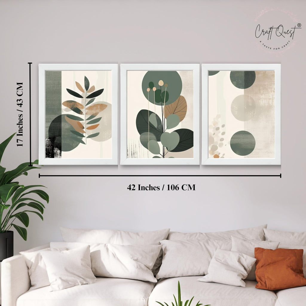 CRAFT QUEST Three Pieces Artwork | Set of 3 Frames for Home Decoration | Ideal for Living Room, Bedroom & Offices