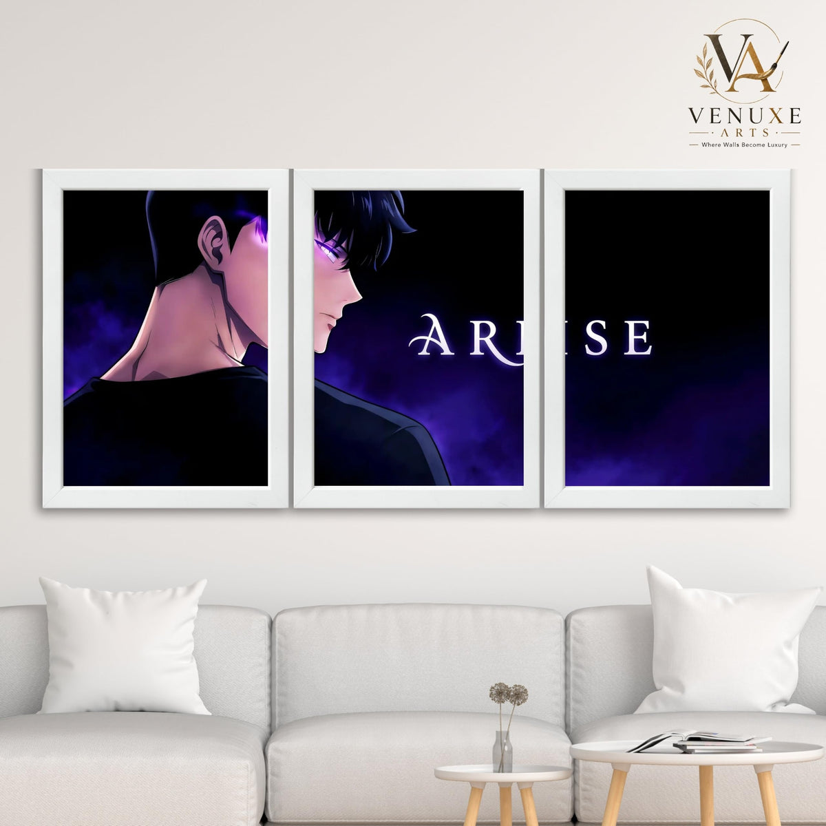 VENUXE ARTS Set Of 3 Anime Characters Wall Framed |Anime Characters Framed Poster for Living Room Bedroom Gaming Room Studio Wall Decor