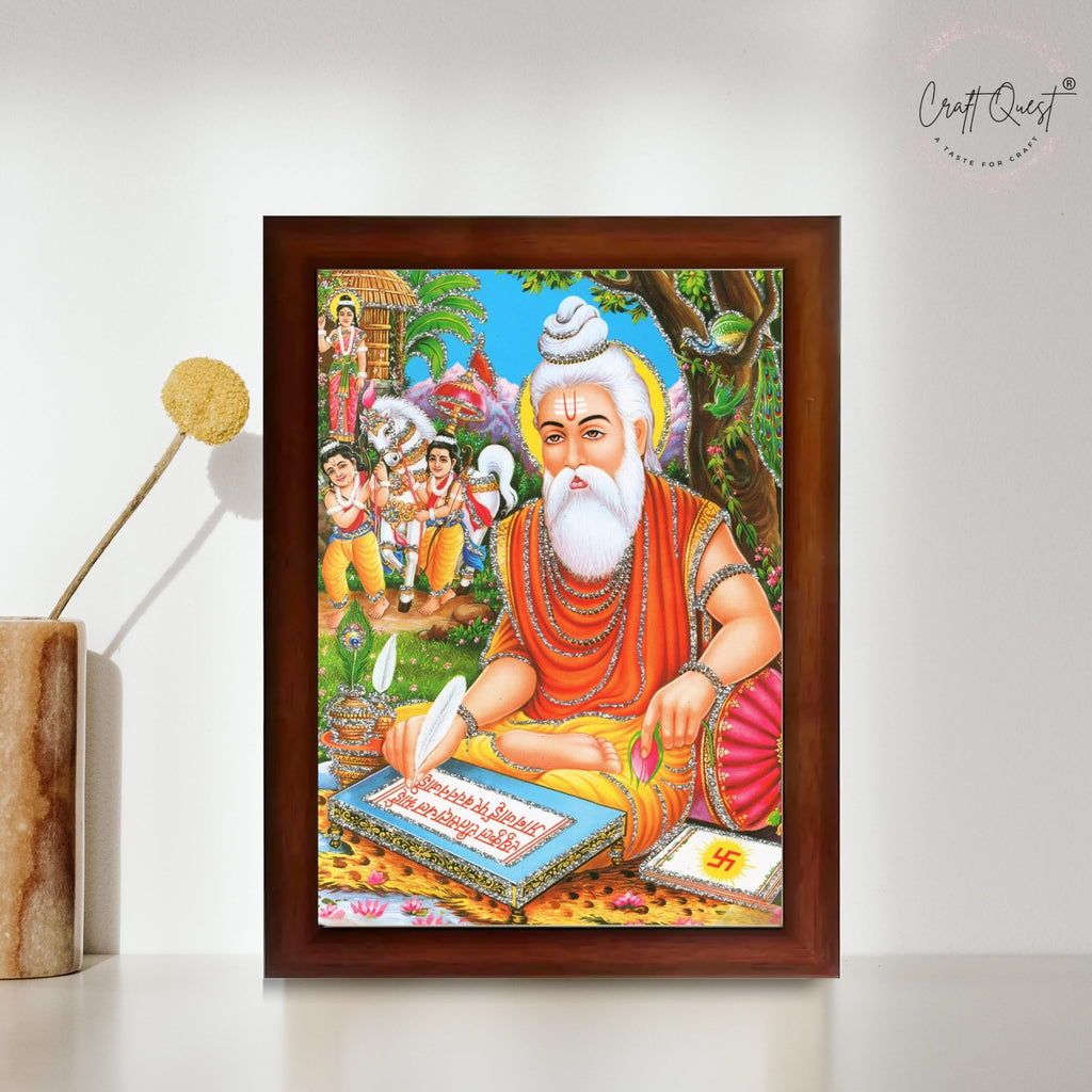 CRAFT QUEST Maharishi Valmiki Photo frame | Acrylic, Lightweight | Hindu God Spiritual Framed | Ideal for Home, Office, Temple & Puja Room, Wall Decor