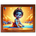 CRAFT QUEST Baby Krishna Photo Frame | Shri Bal Gopal Painting | Krishna Photo Frames for Walls, Home, Living Room and Home Décor